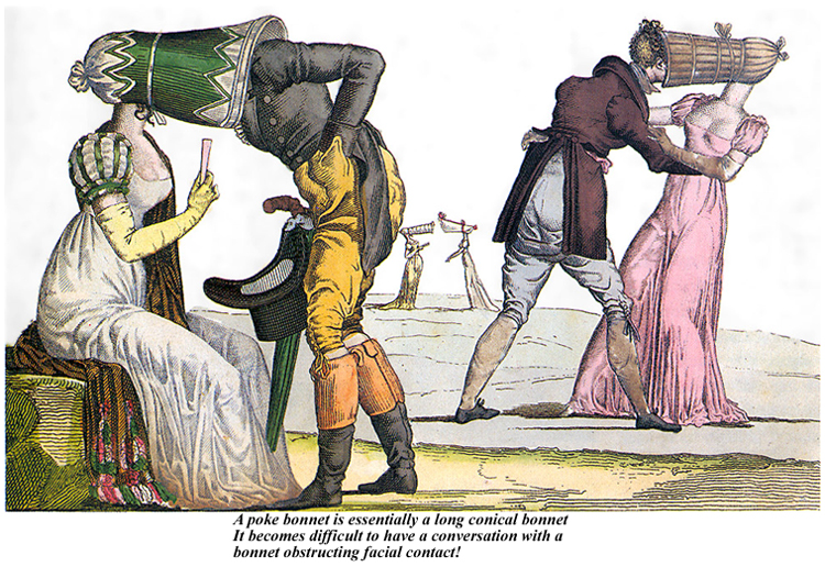 Invisibles Tete a Tete poke bonnet satire 1810s